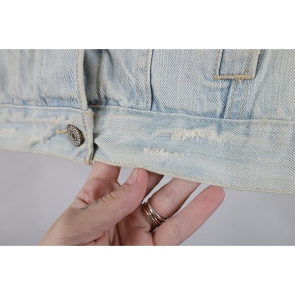 Vintage Y2K Abercrombie & Fitch Womens Medium Babydoll Denim Trucker Vest Jacket - Picture 6 of 16
